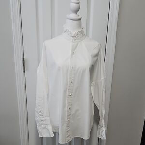 Alex Mill White Button-Down Shirt with Ruffle Collar